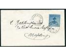 SG21. 1900 3d Pale blue/blue. Brilliant fine used on cover...