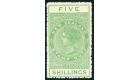 SG F102. 1913 5/- Yellow-green. Superb fresh U/M mint...