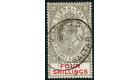 SG73. 1910 4/- Black and carmine. Superb fine used...