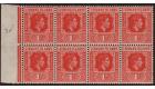 SG99a. 1947 1d Scarlet 'DI' flaw. In U/M mint marginal block...