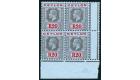 SG319. 1912 20r Black and red/blue. Brilliant U/M mint corner bl