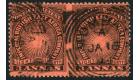SG8ac. 1893 3a Black/bright red. 'Horizontal pair, Imperforate B