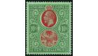 SG146. 1927 10/- Red and green/green. Superb fresh well centred 