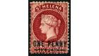 SG8a. 1871 1d on 6d Lake 'Surcharge in blue-black'. Superb fresh