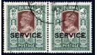 SG O27. 1939 10r Brown and myrtle. Superb fine used pair...