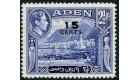 SG38a. 1951 15c on 2 1/2a Deep ultramarine. 'Surcharge Double'. 
