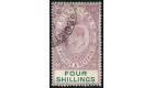 SG63. 1908 4/- Deep purple and green. Very fine used...