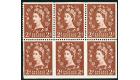 SG543bc. 1956 2d Light red-brown. 'Part perf. pane'. Brilliant f