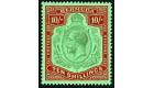 SG92g. 1930 10/- Green and red/deep emerald. Brilliant fresh U/M