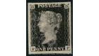 1840. 1d Intense black. Plate 5. Lettered F-F. Superb with Pinki