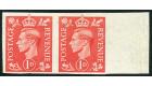 SG486b. 1941 1d pale scarlet. 'Imperforate Pair'. Brilliant fres