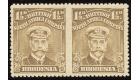 SG197a. 1917 1 1/2d Ochre. 'Horizonta Pair, Imperforate Between'