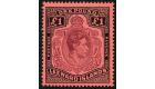 SG114ba. 1943 £1 Brown-purple and black/salmon. 'Missing Pearl'