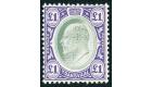 SG272a. 1908 £1 Green and violet. Chalk-surfaced paper. Superb 