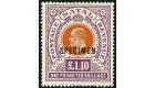 SG162s. 1908 £1-10s Brown-orange and deep purple. 'SPECIMEN'...