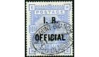 SG O10a. 1890 10/- Ultramarine. Raised stop after 'R'. Brilliant