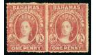 SG4. 1861 1d Lake. Brilliant fresh mint pair...