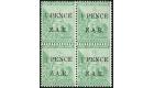SG1. 1899 '1/2 PENCE' on 1/2d Green. Superb mint block of four..