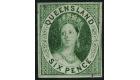 SG3. 1860 6d Green. Superb fine used with beautiful colour...