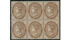 SG53b. 1906 1/- Brown. "$" for "S" in 'SHILLING". Brilliant U/M 