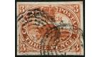 SG8b. 1852 3d Brown-red. 'Major re-entry'  Very fine used with b