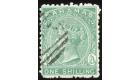 SG38. 1865 1/- Blue-green. Superb fine well centred used...