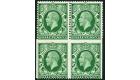 SG439b. 1934 1/2d Green. 'Imperf. three sides'. U/M mint block..