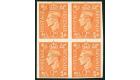 SG488c. 1941 2d Pale orange. 'Imperforate Pair'. U/M block of 4.