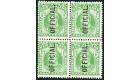 SG O73. 1910 1/2d Yellow-green. Brilliant fresh mint block...