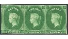 SG3. 1857 2d Green. Superb fresh mint strip of 3...