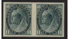 SG152a. 1898 1c Deep green. 'Imperforate' Horizontal pair...