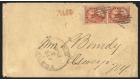 SG22. 1858 3d Red. 'Ribbed Paper'. Lovely cross-border cover...