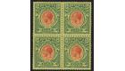 SG54. 1914 5/- Red and green. Brilliant fresh U/M block...