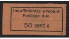 SG D16a. 1926 50c Black/orange cent.s for cents...