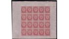 SG23. 1861 1/- Rose-lake. A Post Office fresh U/M mint sheet...