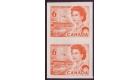 SG594a. 1969 6c Orange-red. Vertical pair 'Imperforate'...