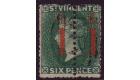 SG28a. 1880 1d on half 6d Deep blue-green 'Unsevered Pair'...