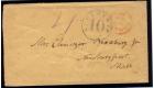 SG CC1. 1863 Neat envelope to USA, manuscript '4' in magenta...