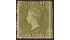 SG29. 1880 1d Olive-green. Extremely fine mint...