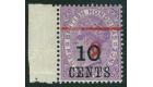 SG43a. 1891 6c on 10c on 4d Mauve. '6' and bar inverted...