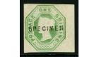 SG55s. 1854 1/- Green. Die WW2. 'SPECIMEN'...