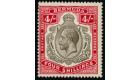 SG52bb. 1920 4/- Black and carmine 'Broken crown and scroll' Ver