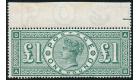 SG212. 1891 £1 Green. Superb fresh U/M sheet marginal mint...