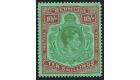 SG119b. 1942 10/- Yellow green and carmine/green. Line Perf. U/M