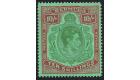 SG119b. 1942 10/- Yellow green and carmine/green. Line Perf. Bri