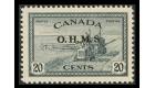 SG O168a. 1949 20c Slate. Missing stop after 'S'. Brilliant fres