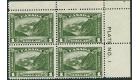 SG303. 1930 $1 Olive-green. Superb U/M Plate Number corner block