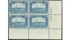 SG302. 1930 50c Blue. Superb U/M corner Plate block of 4...