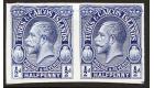 1928. 1/2d Imperforate Plate Proof in Blue. Brilliant fresh pair