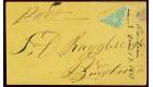 SG5a. 1857 6d Yellow-green 'Bisect' on cover to Bridgetwon...